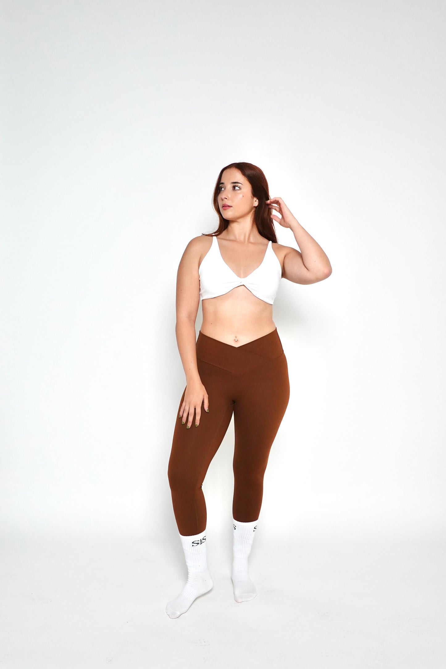 WRAPPED WAIST LEGGINGS NUT BROWN