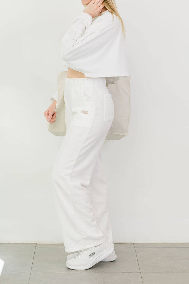 WIDE LEG SWEATPANT WHITE