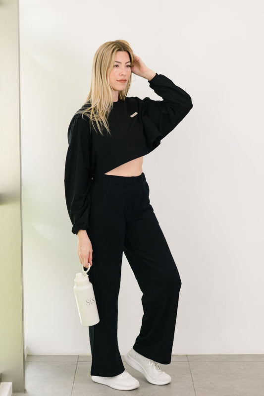 WIDE LEG SWEATPANT BLACK