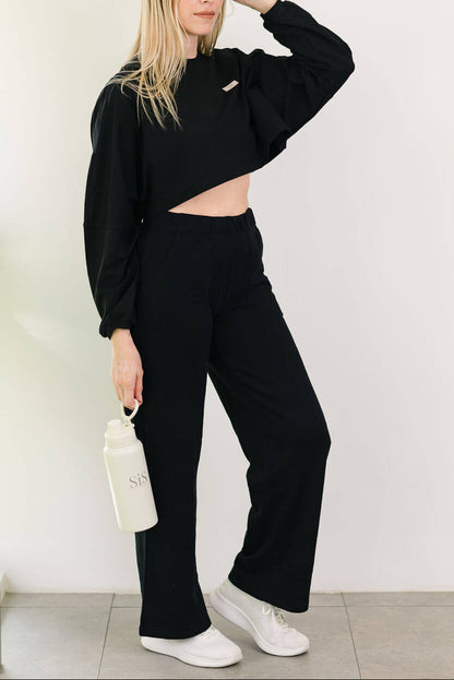 WIDE LEG SWEATPANT BLACK